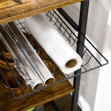 thumbnail of Estantería de cocina industrial estante de cocina con toma de corriente estantes ajustables ganchos y cesta metálica 90x40x83 cm marrón rústico