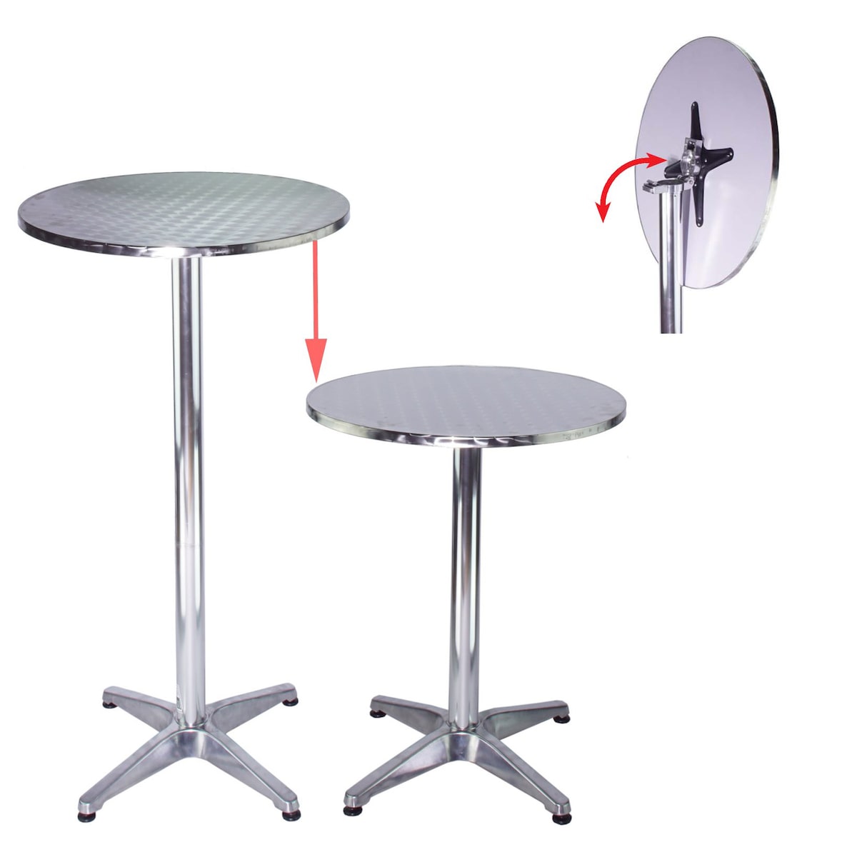 Stehtisch 2in1 höhenverstellbar 70/115cm Ø60cm Aluminium Bistrotisch Bartisch