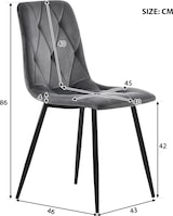 thumbnail of Esszimmerstühle 4er-Set Samt Grau mit schwarzen Metallbeinen, gepolstert, belastbar bis 150 kg