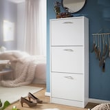 thumbnail of Schuhkipper mit 3 Fächern für 18 Paar Schuhe Schuhkommode Schuhschrank Holz Weiß