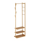 thumbnail of Relaxdays Kleiderständer Bambus & MDF, Garderobenständer, HBT 164 x 49 x 28 cm, 3 Ablagen, 4 Haken, Kleiderstange, natur