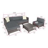 thumbnail of tectake Set da giardino in rattan con telaio in alluminio e imbottitura di 10 cm - grigio - 403835