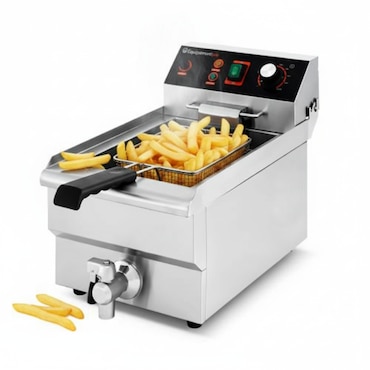 Fritadeira elétrica profissional 16L – 3250W – aço inox – com torneira – Equipementpro