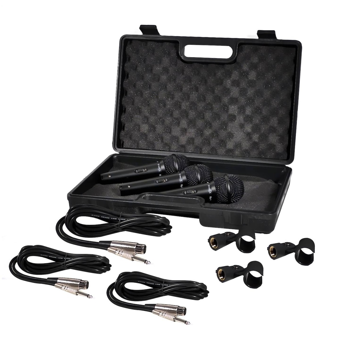 Kit de microphone vocal professionnel filaire dynamique Sounlab avec 3 microphones et étui de transport