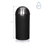 thumbnail of Abfallsammler / Mülleimer PUSH 35L satin schwarz hjh OFFICE