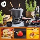 thumbnail of Bonvivre® Gusseisen Fondue Set für 4 Personen | 1 Liter | Fondueset 9-teilig mit Brenner und 6 Gabeln | Emailliert Rot