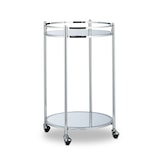 thumbnail of Relaxdays Servierwagen rund, Barwagen mit 2 Etagen, Stahl, verspiegelte Ablagen, Teewagen mit Rollen, 75 x 50 cm, silber