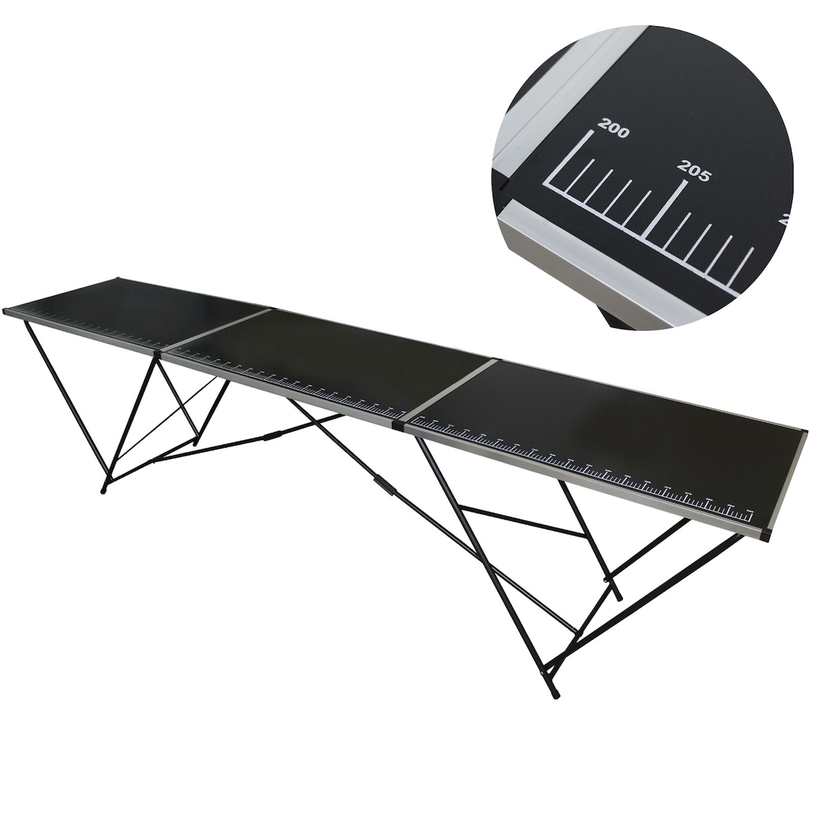 Tapeziertisch Alu Flohmarkttisch 300x60 cm Klapptisch klappbar mit Messskala