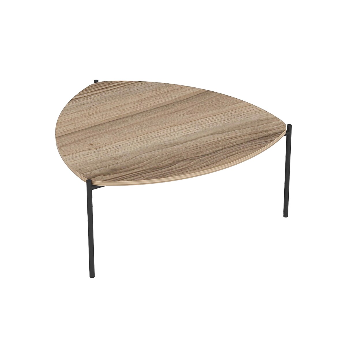 Table basse triangulaire en acier et effet bois - Oviala