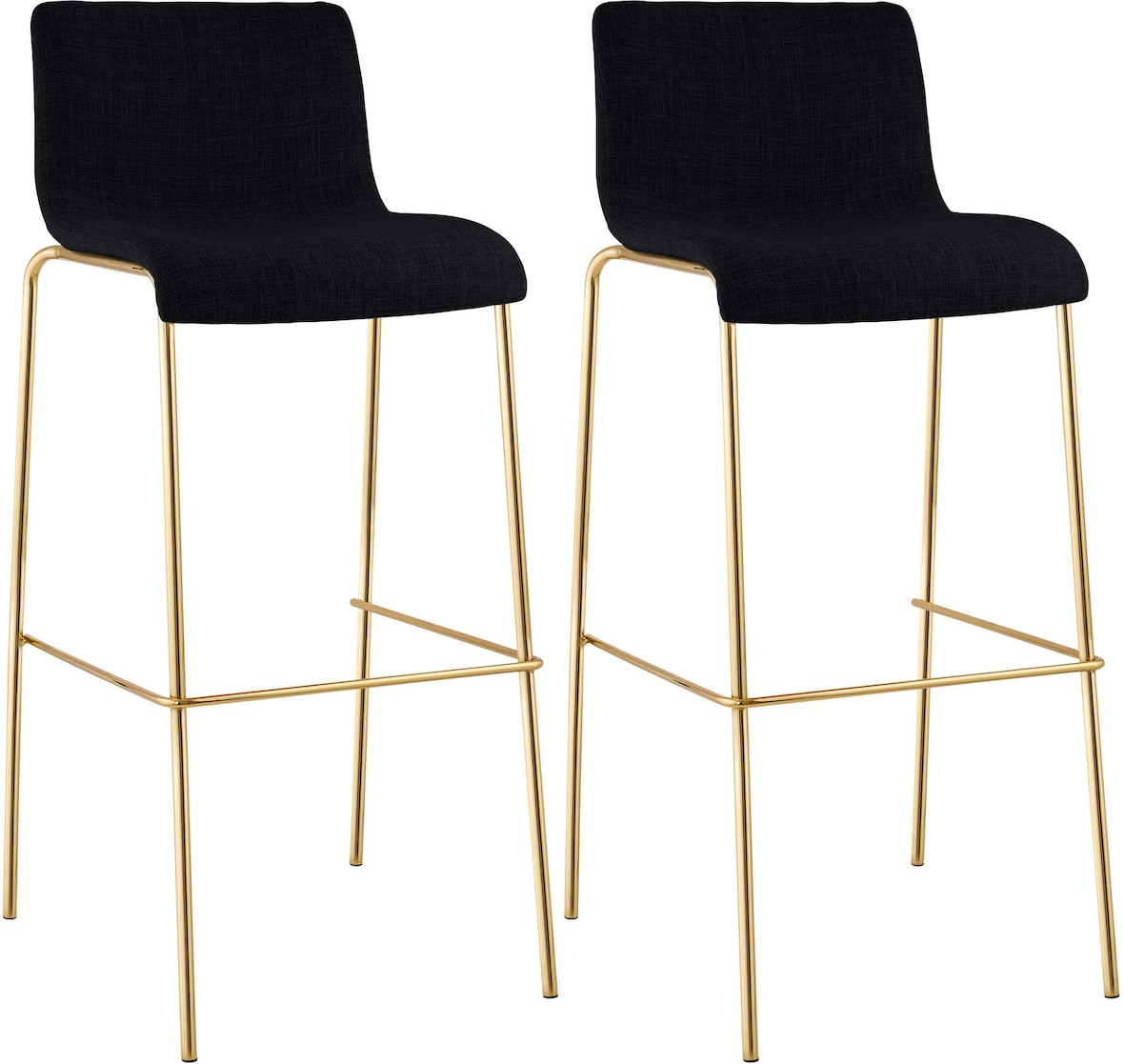 CLP 2er Set Barhocker Hover Stoff Vierfußgestell Gold Stoff HBT: 100x43x48 cm schwarz