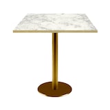 thumbnail of Restootab - Table Rome doré 70x70cm décor marbre bianca luna chants laiton