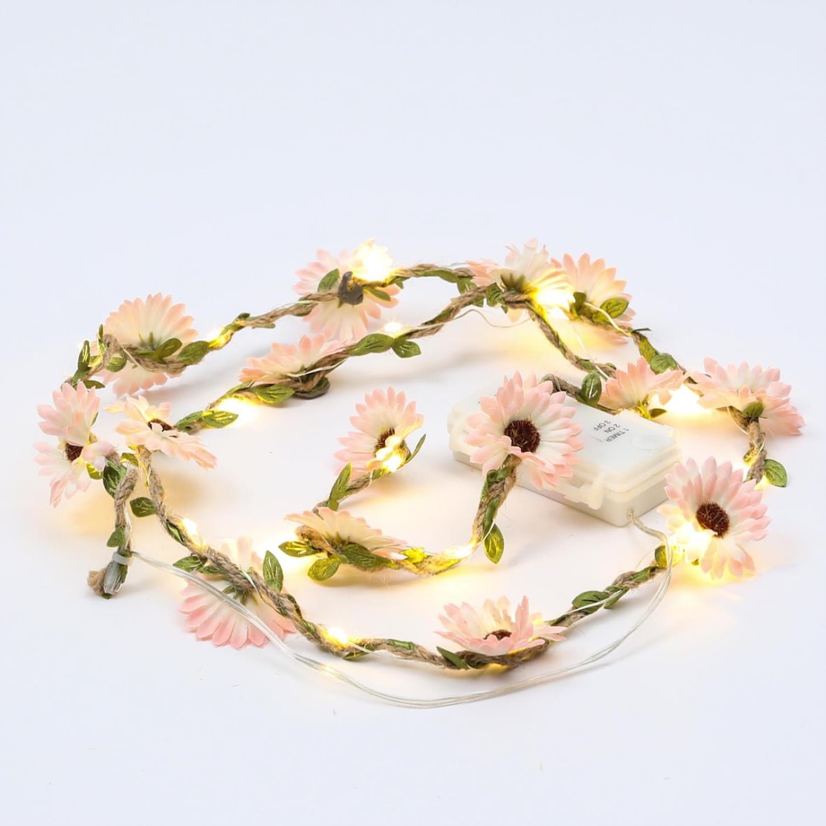LED Lichterektte Blumen 15 rosa Blüten Blumengirlande Timer L: 1,45m Innen/Außen