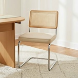 thumbnail of Lot de 2 chaises en acier et velours beige