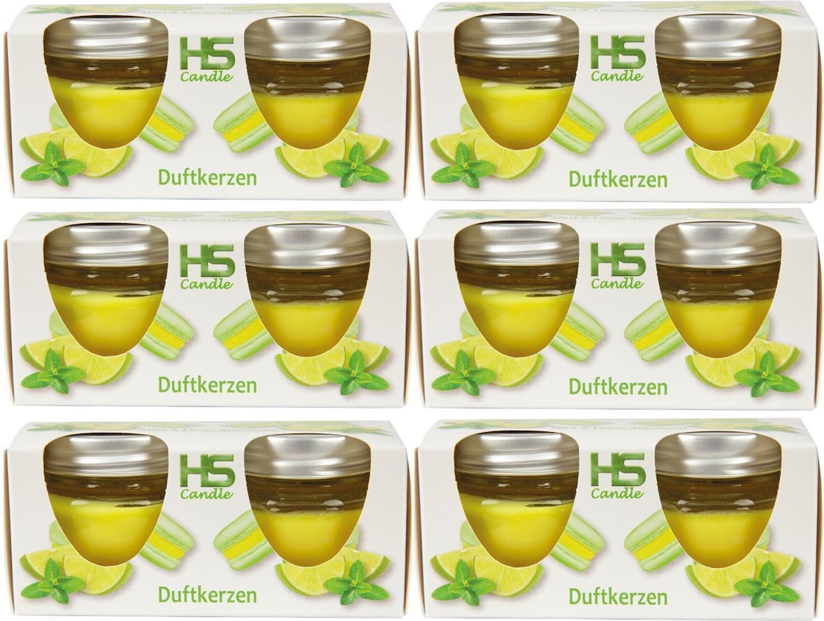 Duftkerze "Macaron" - Kerzen im 12er Pack - Mint & Limes
