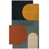 thumbnail of Abstrakt-Geometrischer Wollteppich `Thames Lily` - Farbe: Türkis, 150x240 cm | Kadima Design