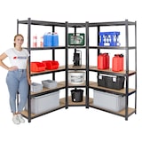 thumbnail of PROREGAL Mega Deal 1x étagère d'angle et 2x étagère robuste RAGNAR | HxLxP 180x90x40cm | Charge du compartiment 175kg | Noir | Étagère de garage