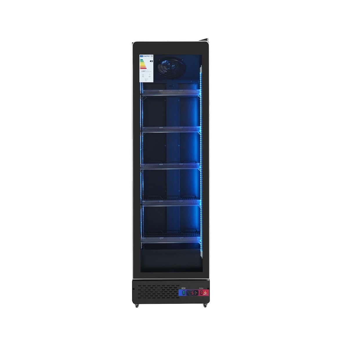 Gasfrit - Armario expositor para bebidas refrigerado Subzero 1 puerta gran capacidad 635 x 710 x 2050 mm 450 litros , Luz led en cristal multicolor
