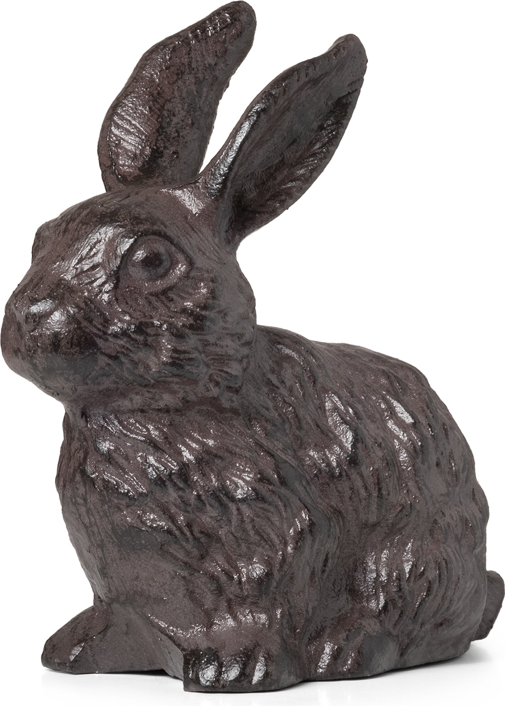 Dekofigur Hase aus Gusseisen braun Antik-Look - Gartendeko Osterhase wetterfest für draußen -  für Garten Terrasse Balkon ca. 22x11x22 cm