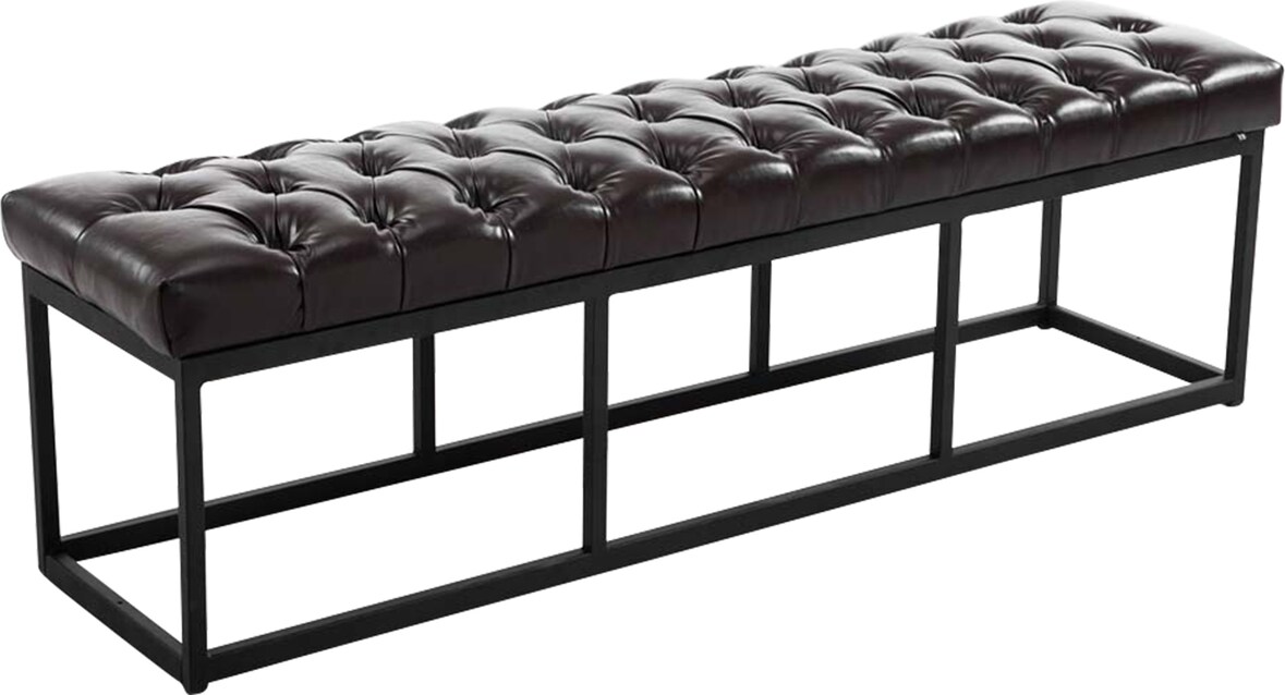 Sitzbank MEXICO - Kunstleder Braun 150x38x46 cm | Sitzbank Flur Sitzhocker Esszimmerbank Polsterbank Schlafzimmerbank