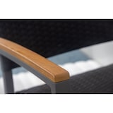 thumbnail of METRO PROFESSIONAL Sedia impilabile con braccioli Raikki, alluminio/polirattan/legno di teak, nero/grigio