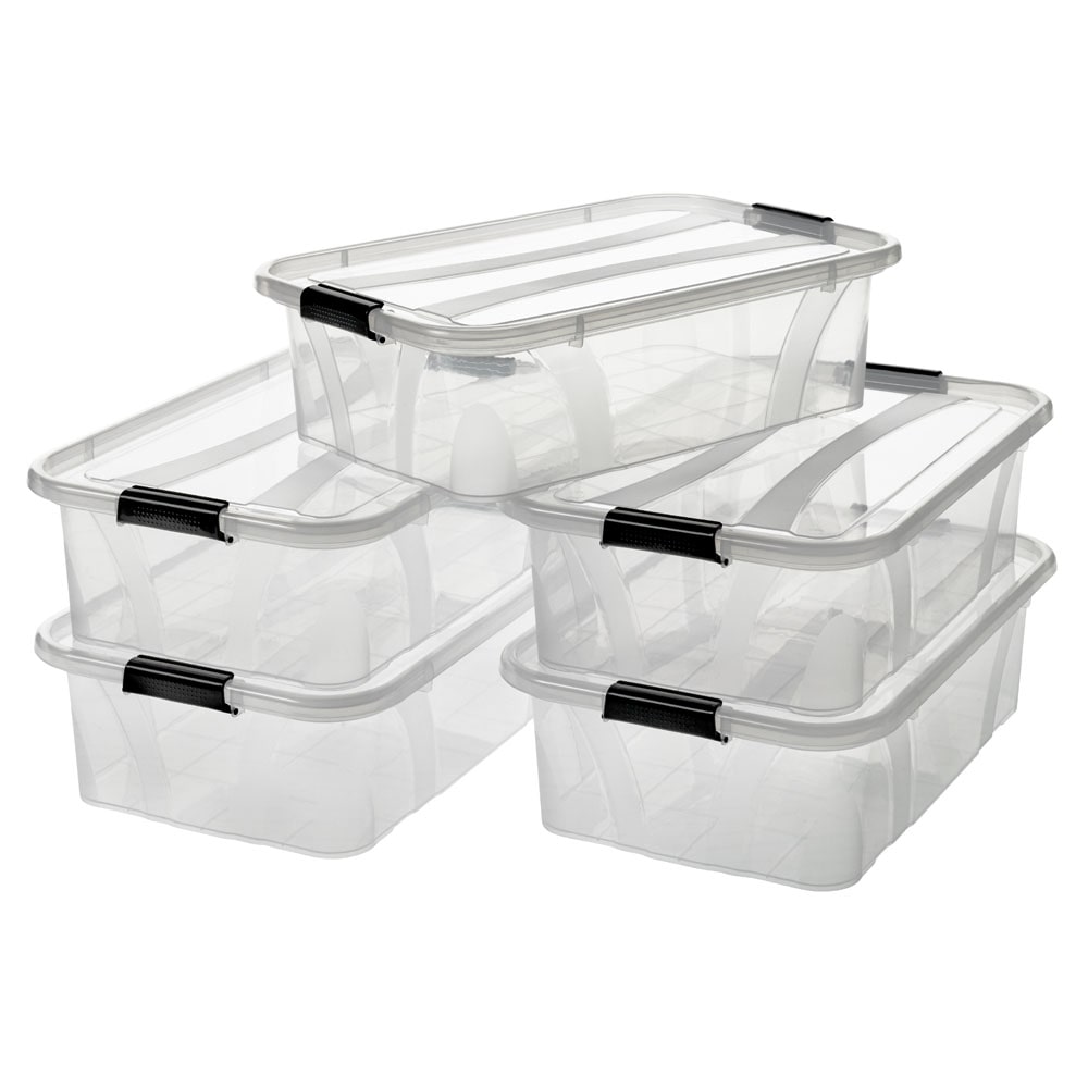 5 Stück Aufbewahrungsbox transparent 7 Liter mit Deckel und Klickverschluss 385 x 254 x 111 mm