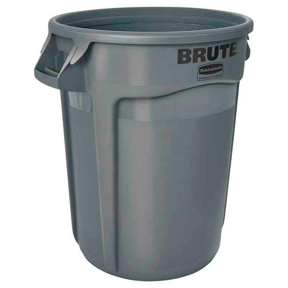 Rubbermaid Brute runde Mehrzwecktonne mit Belüftungskanälen | 121,1 Liter, HxBxT 69,2x63,5x55,5cm | aus PE | Grau von PROREGAL