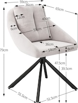 thumbnail of Drehstuhl Esszimmerstuhl Samt Beige 79x59x65 2er Set mit Rollen ergonomische Rückenlehne Metallgestell atmungsaktiver Bezug modern für Büro, Zuhause