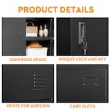 thumbnail of Metallschrank Spind Aufbewahrungsschrank 90x40x100 cm Schwarz mit 6 Türen, abschließbaren Fächern, Lüftungsschlitzen und Kartenfächern