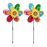 thumbnail of Relaxdays Windrad Blume, 2er Set, Windspielstecker Garten & Balkon, HBT: 75 x 38 x 14 cm, Windmühle reflektierend, bunt
