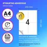 thumbnail of M-office Etiquetas Adhesivas A4, Pegatinas Blancas para Uso Diario, Papel Adhesivo para Imprimir, Pegatinas para Escribir(4 por hoja, 50h)