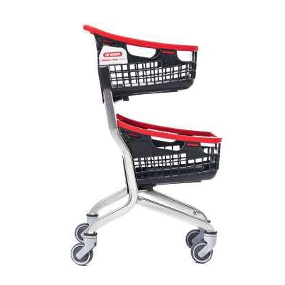 Chariot supermarché superette magasin double paniers compact 35 litres+ 35 litres 647x527x1051 LOOP 70 LITRES