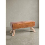 thumbnail of Sportlicher Sitzhocker, Braun, Leder, Mango-Holz - Modern & Stabil. 90x30x43 cm | Kadima Design