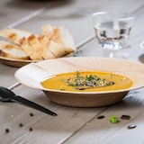 thumbnail of BIOZOYG 100 Stück tiefe Einwegteller Ø 23cm Suppenteller Palmblatt-Teller, Schale für Suppe und Eintöpfe, Partys und Catering, biologisch abbaubar