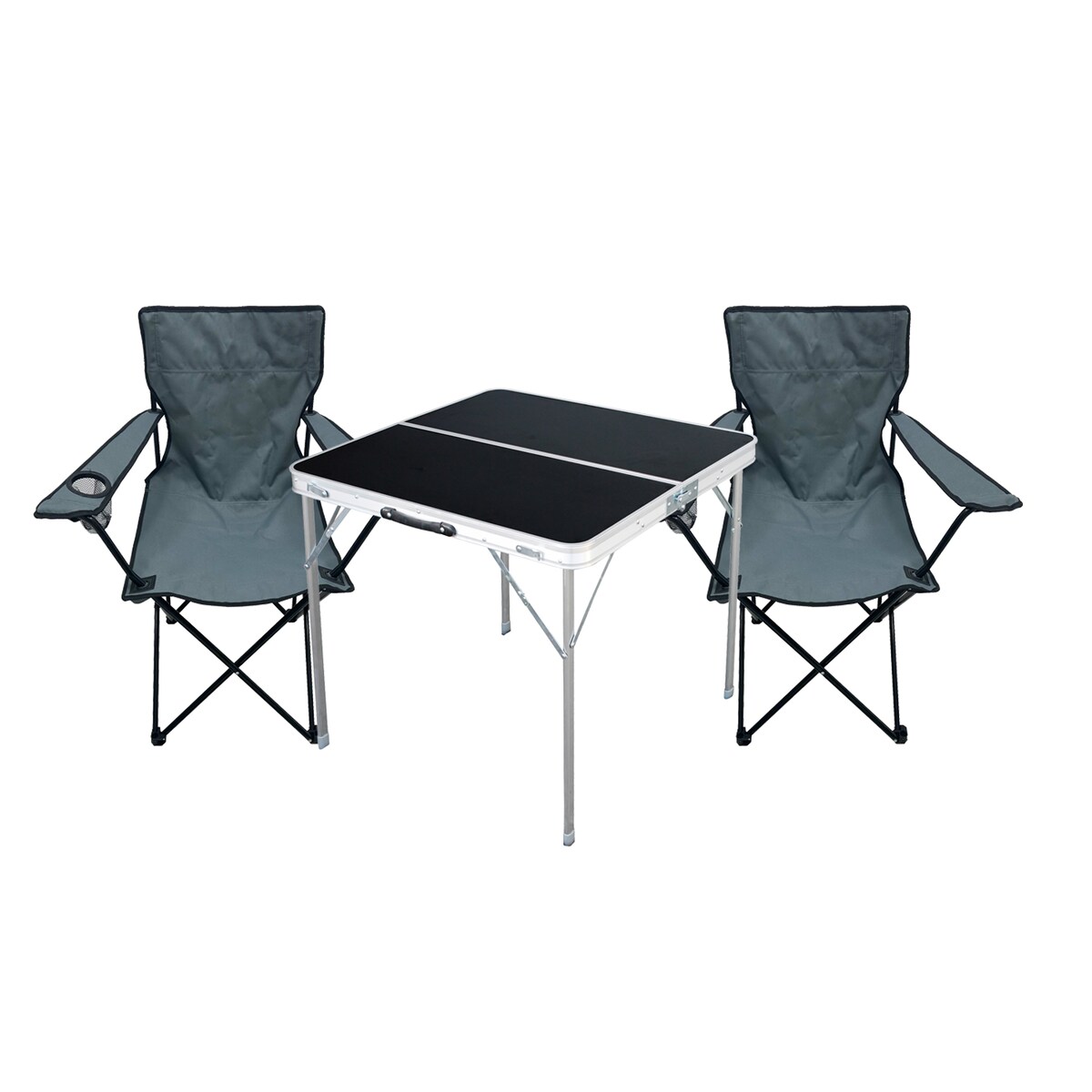Mojawo 3-teiliges Campingmöbel Set Tisch schwarz + Campingstühle mit Tasche