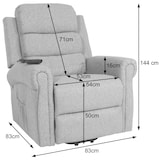 thumbnail of Fernsehsessel HWC-K63, Relaxsessel Sessel, Liegefunktion Aufstehhilfe Massage Heizfunktion, Stoff/Textil ~ hellgrau