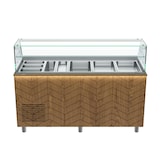 thumbnail of Gastronics Salattheke Premium – Kühltheke mit schwarzem Compact im Marmor-Design, Fischgrätenverkleidung LED 5x GN 1/1 und 2 Türen 174 x 70 x 125 cm