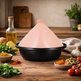 thumbnail of Menastyl - Tajine d24cm fond alu induction couvercle en céramique rose