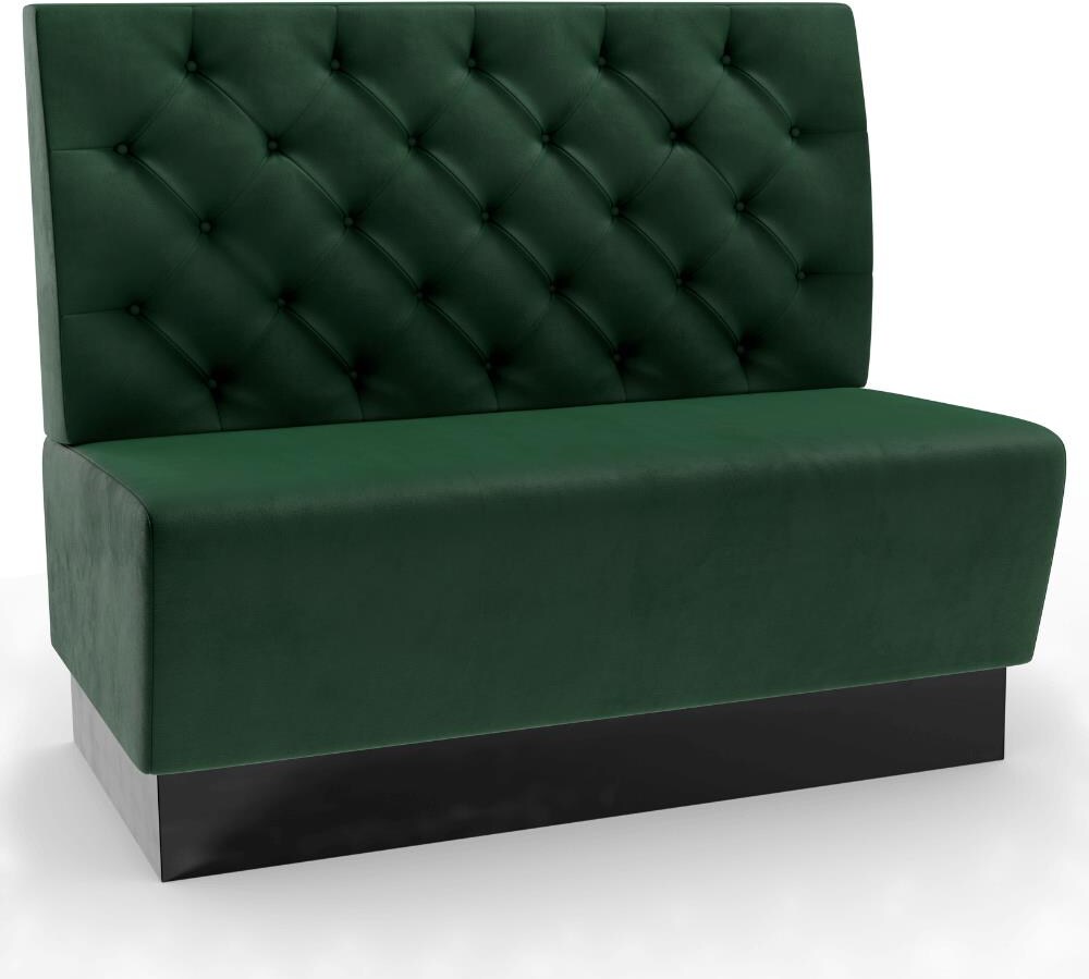 Gastro Sitzbank Amsterdam | 180 cm breit | Samtstoff in Grün | Chesterfield | Dinerbank