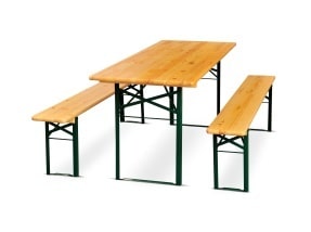 METRO Professional Conjunto de 3 peças para tenda de cerveja, 2 bancos de cerveja 220 x 25 cm, 1 mesa de cerveja 220 x 50 cm, castanho / verde