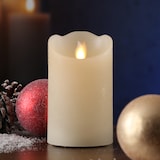 thumbnail of LED Kerze mit beweglicher Flamme Echtwachs Rustik-Optik H: 12,5cm Timer creme