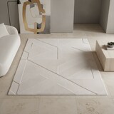 thumbnail of Teppich Waschbar Geometrisch Modern Esszimmer Flur Creme 140x200 cm OEKO-TEX Fußbodenheizung geeignet Gekettelt – LAVAREDO von Kadima Design