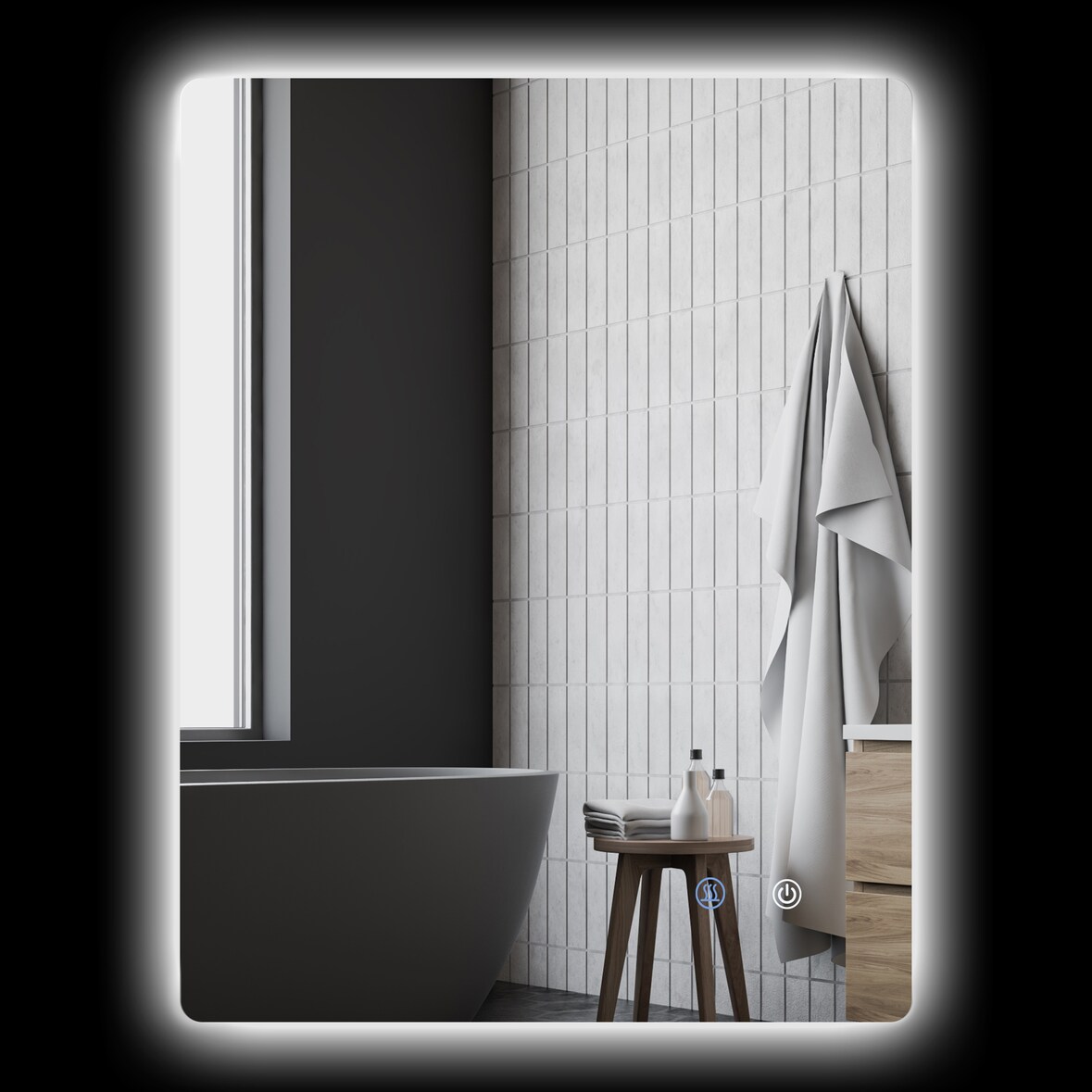 kleankin Specchio Bagno con LED Regolabili e Antiappannamento 70x50cm