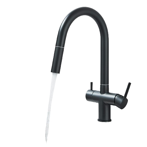 Jana | Torneira  de 3 vias premium preto mate |cozinha de osmose em aço inoxidável misturadora 360 °|Filtro 3 ligações arco alto