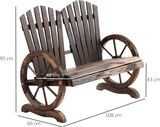 thumbnail of Outsunny Banco de Madera Jardín de 2 Plazas con Apoyabrazos en Forma de Rueda para Terraza Patio Balcón 108x66x95 cm Marrón Rústico