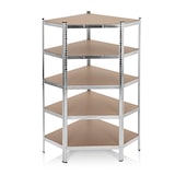 thumbnail of EASYmaxx Schwerlast-Eckregal mit 5 belastbaren Holzböden 40x90x180cm silber/holzfarben