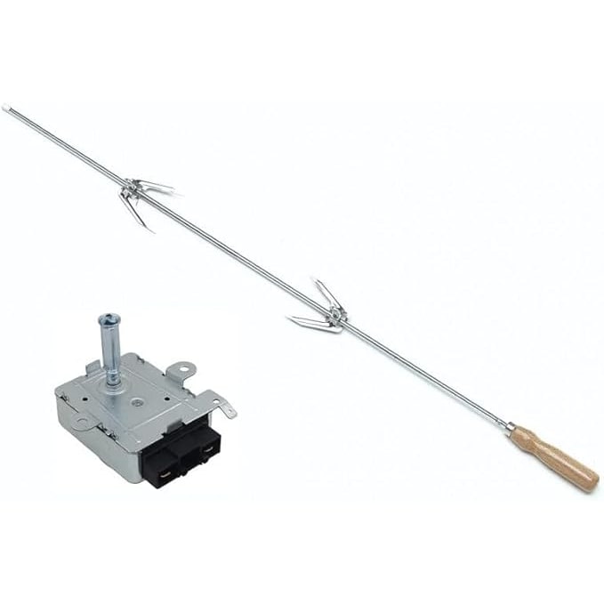 Eurostore07  spiedo 60 con cm 2 forchette ritagliabile su misura + motore da 6 watt per girarrosto - barbecue - camino
