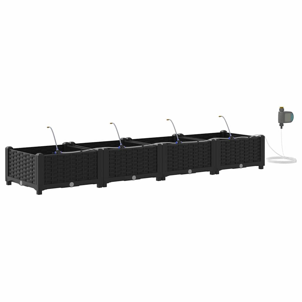 vidaXL Gartenpflanzer Schwarz 160 x 40 x 22 cm Stahl