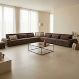 thumbnail of Divano angolare modulare a 7 posti con schienale regolabile, marrone, L 449 x l 449 x h 82 cm Oviala
