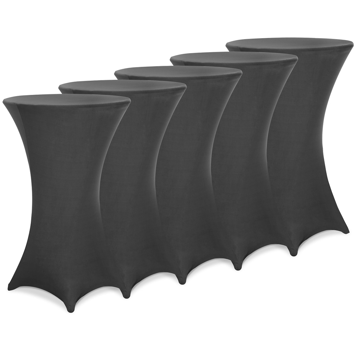 DETEX® Stehtischhusse 5er Set Anthrazit Grau 70-75cm Verstärkter Fußbereich 30°C Waschbar Stehtisch Hussen Stretch Bezug