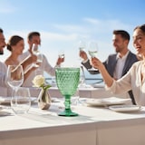 thumbnail of Solycarpa Juego 6 Copas Color Verde Transparente Personalizado para Fiesta, Boda o Bautizo Original y Resistente